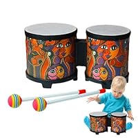 木製ボンゴ スティック付き Amazon | キッズボンゴドラム 手作りの音楽玩具 木製ドラム